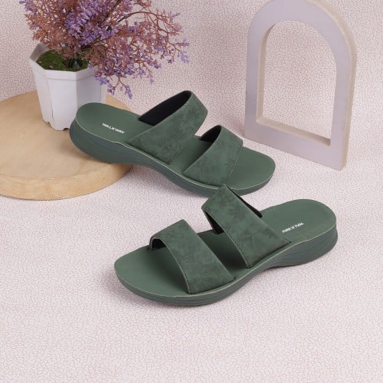 Women Green Casual Slip Ons