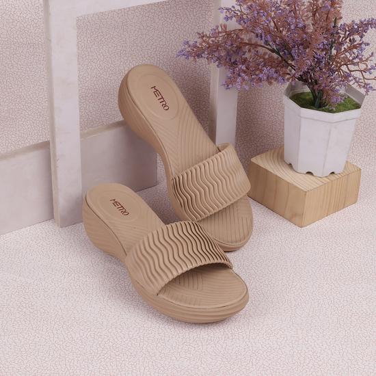 Women Beige Casual Mules