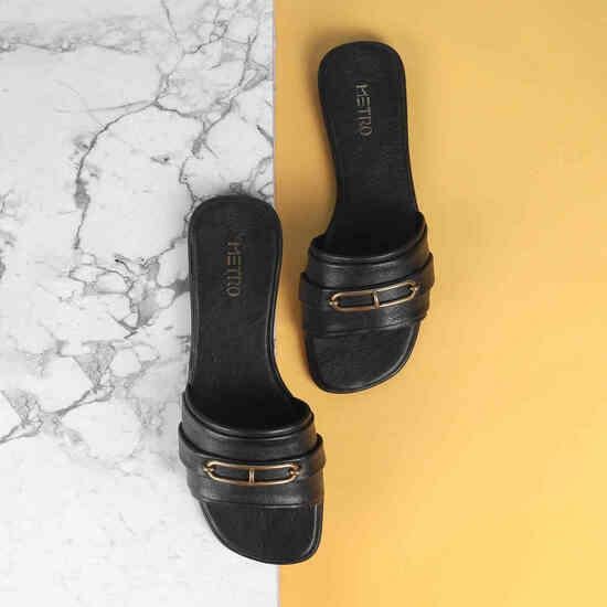 Women Black Casual Mules