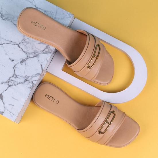 Women Beige Casual Mules