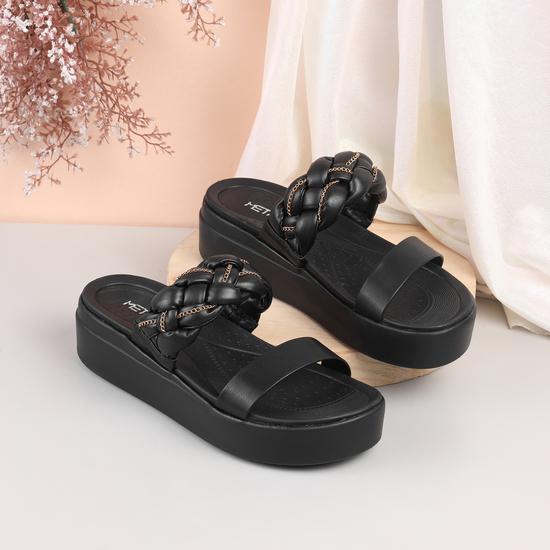 Women Black Casual Slides