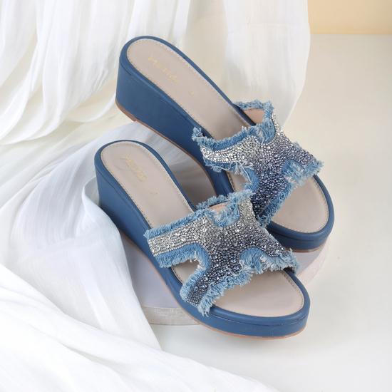Women Blue Casual Slip Ons