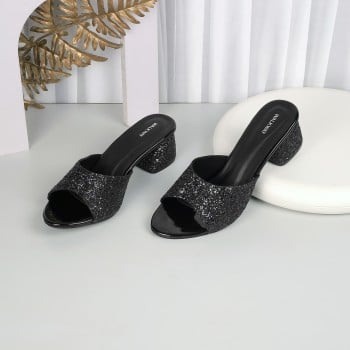 Walkway Women Black Party Slip Ons(SKU: 41-321-11-40)