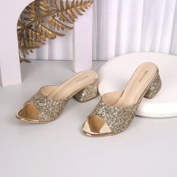 Walkway Women Gold Party Slip Ons(SKU: 41-321-15-36)