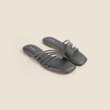 Metro Women Gun-Metal Casual Slip Ons(SKU: 41-331-29-36)
