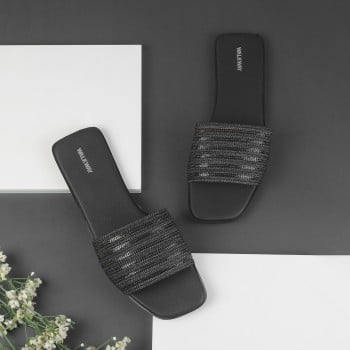 Walkway Women Black Casual Slippers(SKU: 41-342-11-36)