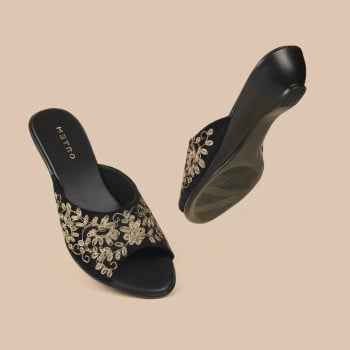 Metro Women Black Ethnic Slip Ons(SKU: 41-348-11-36)