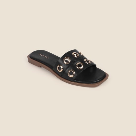 Women Black Casual Slip Ons