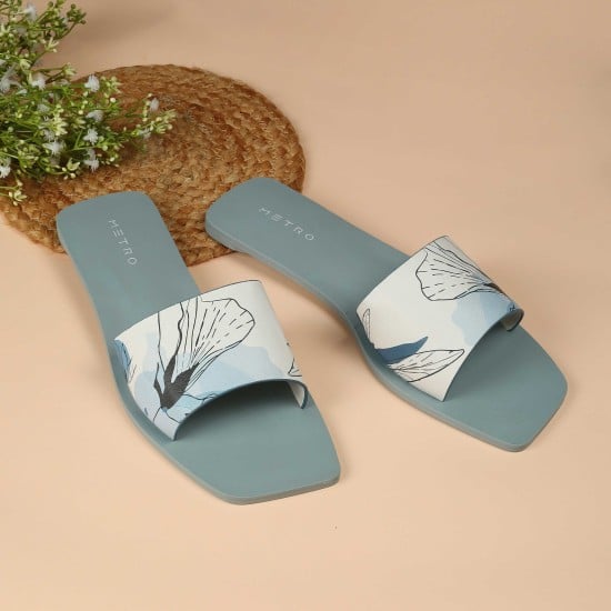 Women Light-blue Casual Slip Ons