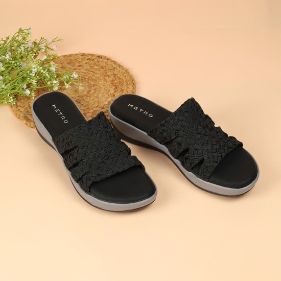 Women Black Casual Slip Ons