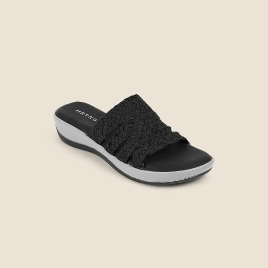 Women Black Casual Slip Ons