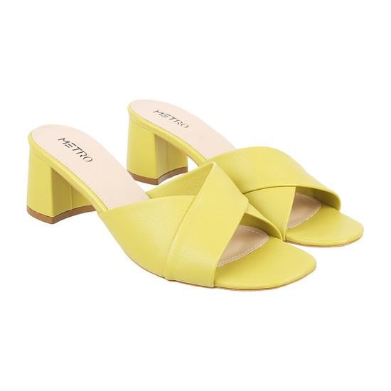 Women Yellow Casual Slides