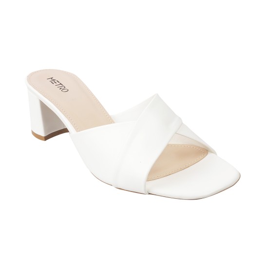 Women White Casual Slides