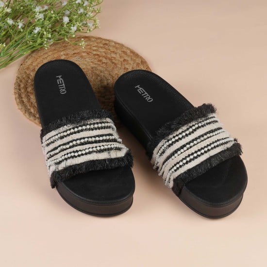 Women Black Casual Slip Ons