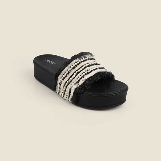 Women Black Casual Slip Ons