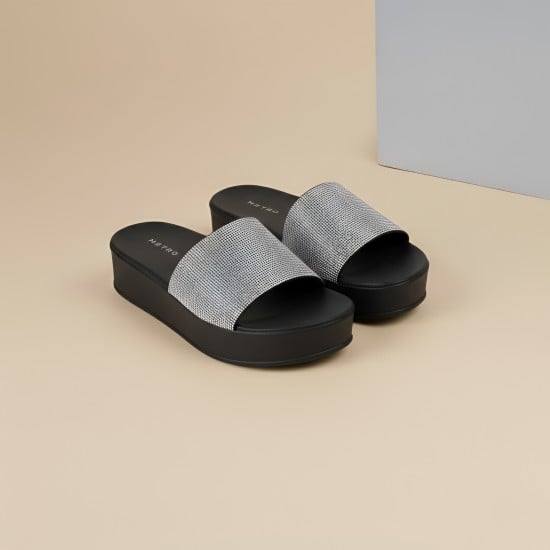 Women Black Casual Slip Ons