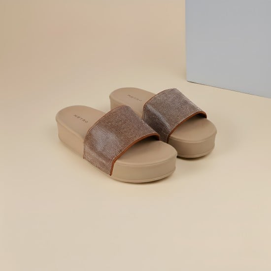 Women Antic-gold Casual Slip Ons