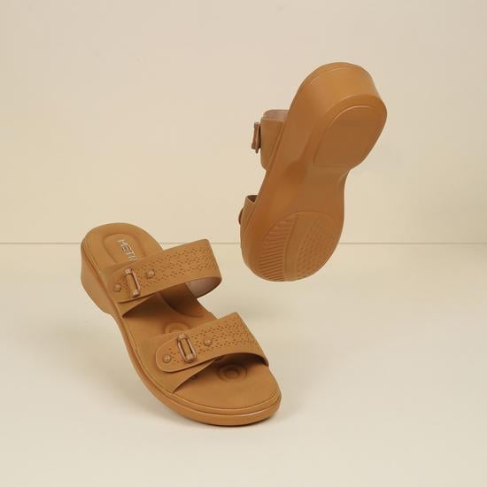 Women Tan Casual Slip Ons