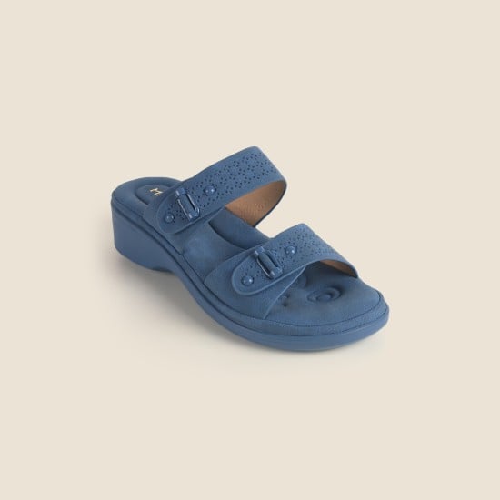 Women Blue Casual Slip Ons