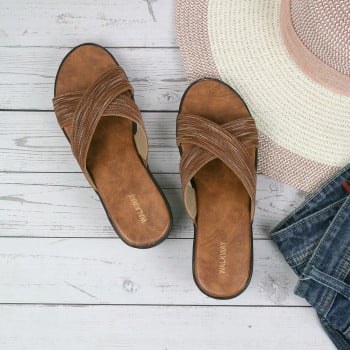 Walkway Women Tan Casual Slip Ons(SKU: 41-400-23-38)