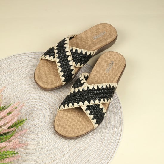 Women Black Casual Slip Ons