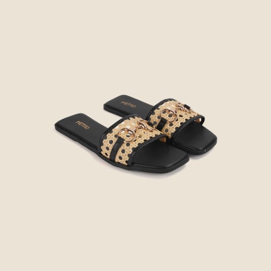 Women Black Casual Slippers