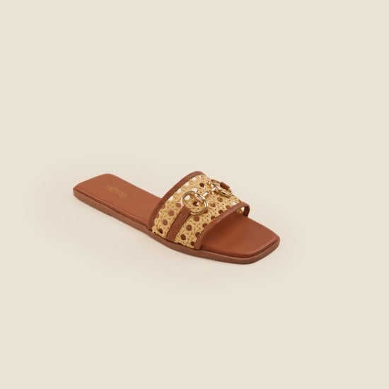 Women Tan Casual Slippers