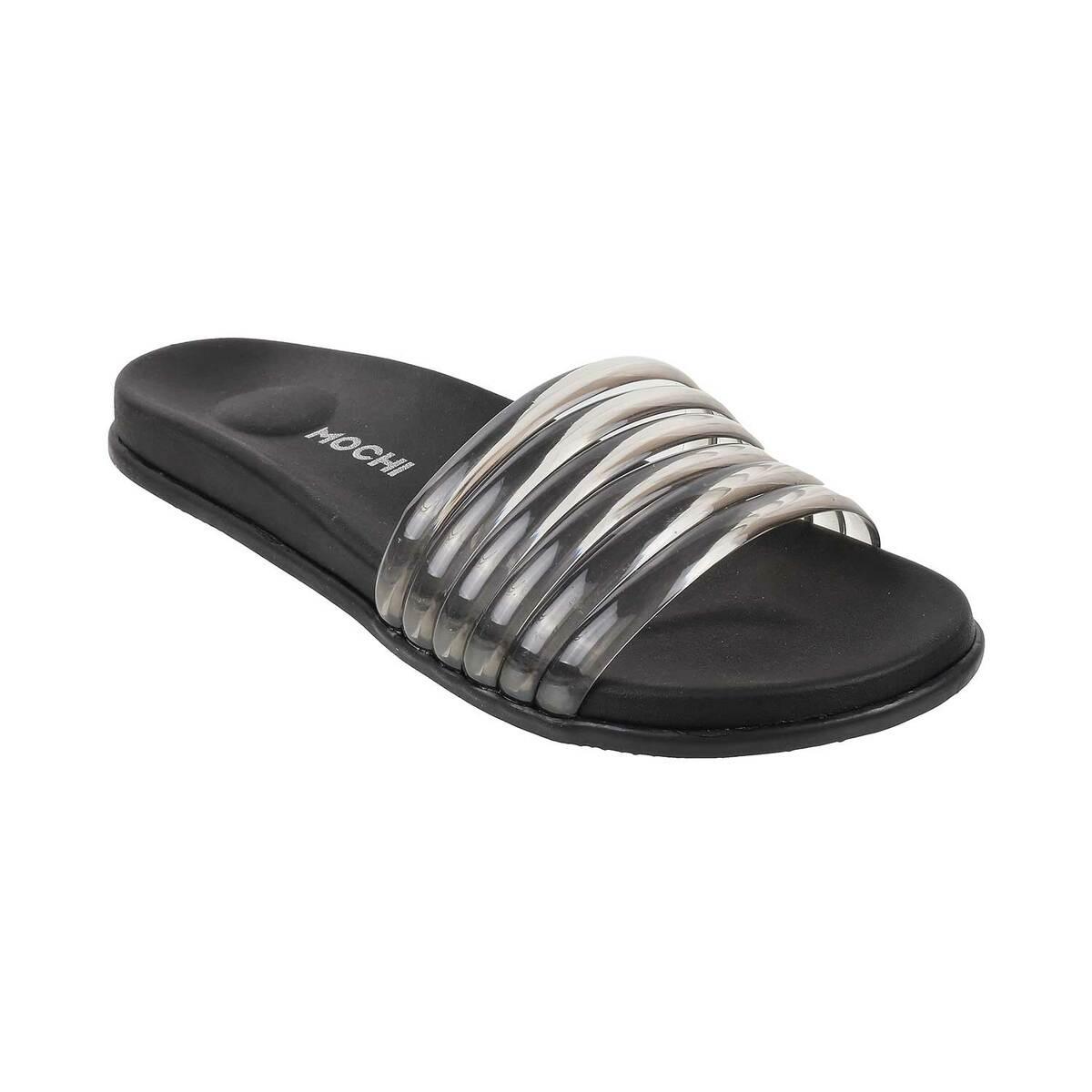 Buy Mochi Black Casual Slippers Online 