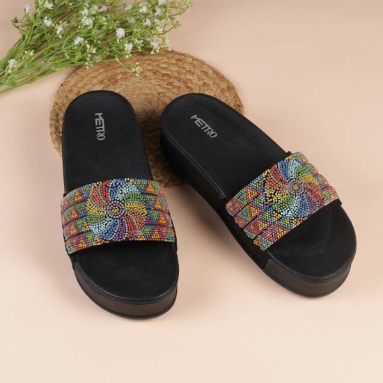 Women Black Casual Slip Ons