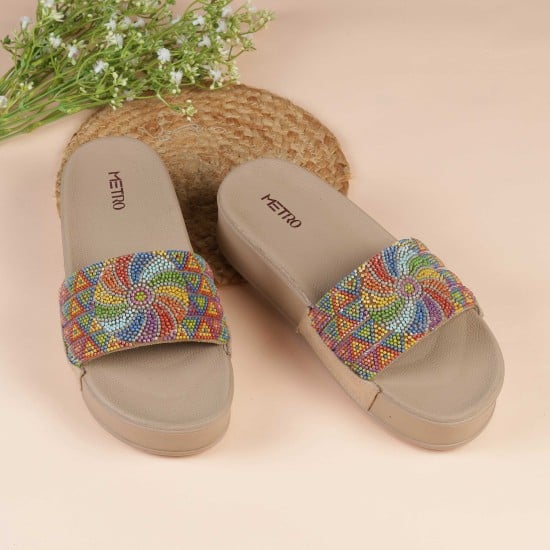 Women Beige Casual Slip Ons