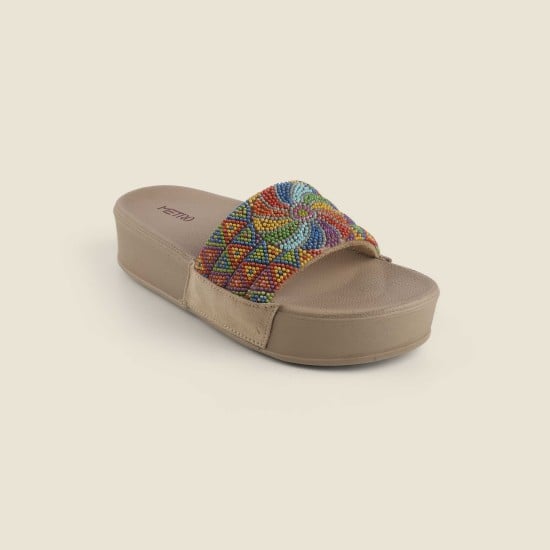 Women Beige Casual Slip Ons