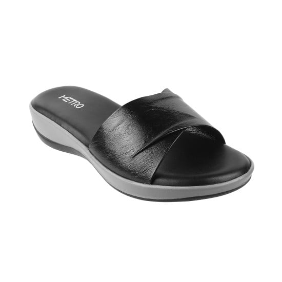 Women Black Casual Slip Ons