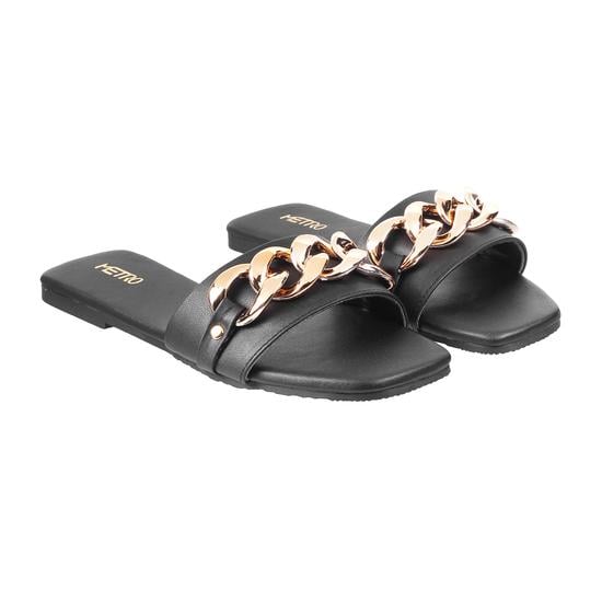 Women Black Casual Slippers