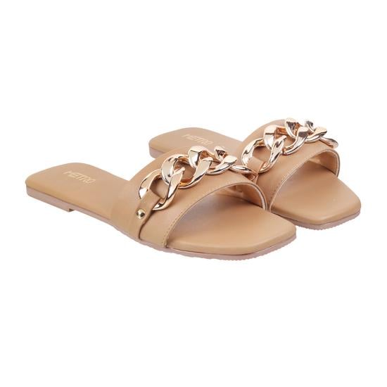 Women Beige Casual Slippers