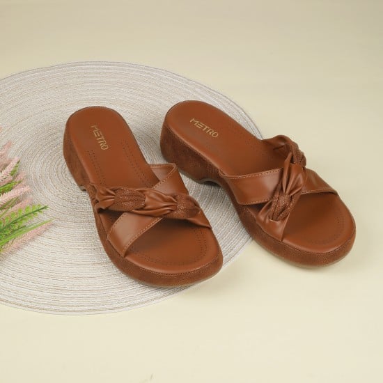 Women Tan Casual Slip Ons