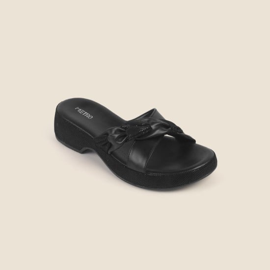 Women Black Casual Slip Ons