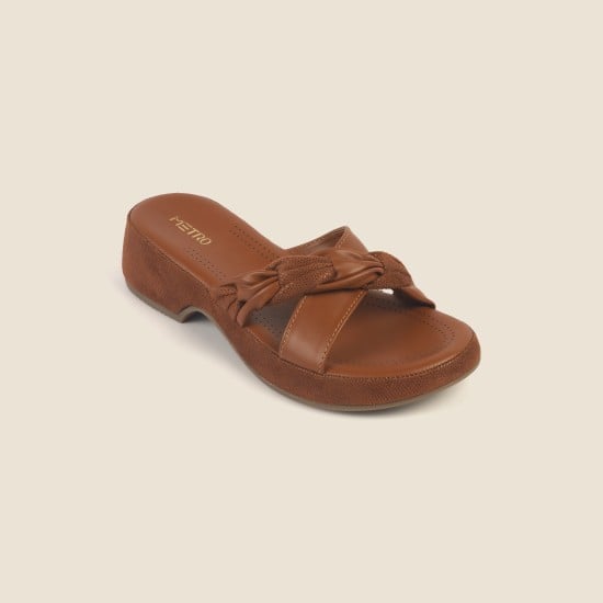 Women Tan Casual Slip Ons