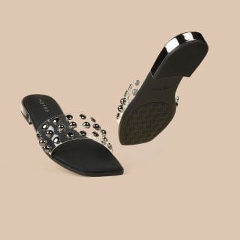Metro Women Gun-metal Casual Slip Ons(SKU: 41-430-29-37)