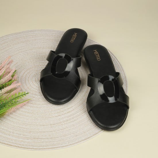 Women Black Casual Slip Ons