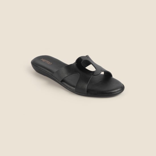 Women Black Casual Slip Ons