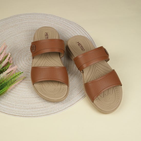 Women Tan Casual Slip Ons