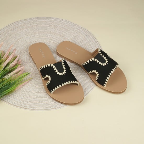 Women Black Casual Slip Ons