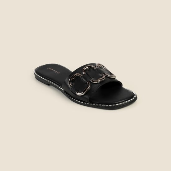 Women Black Casual Slip Ons