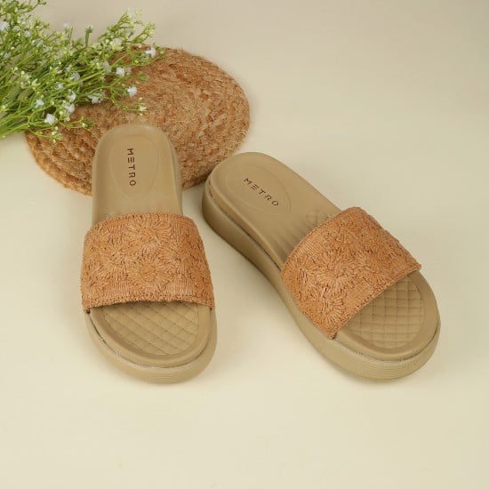 Women Tan Casual Slip Ons