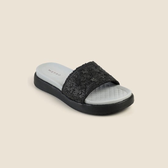Women Black Casual Slip Ons
