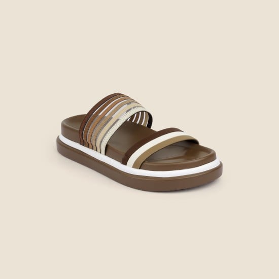 Women Tan Casual Slippers