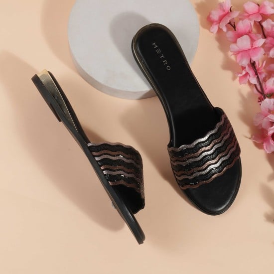 Women Black Casual Slip Ons