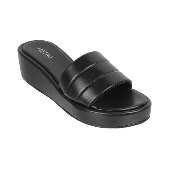 Women Black Casual Slip Ons