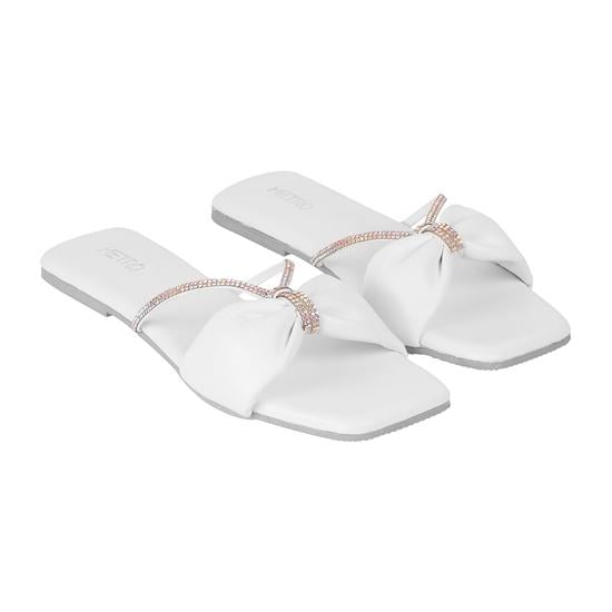 Women White Casual Slippers