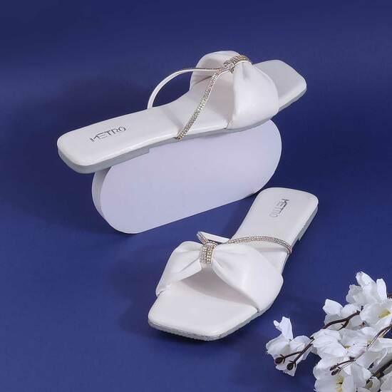 Women White Casual Slippers